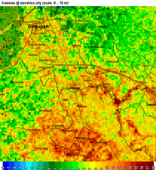 Calasiao elevation map