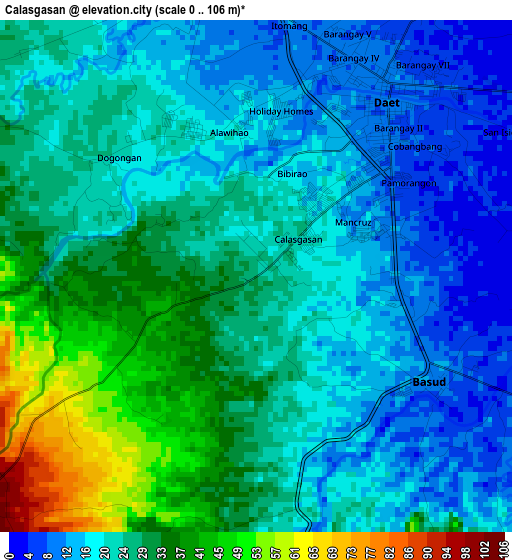 Calasgasan elevation map