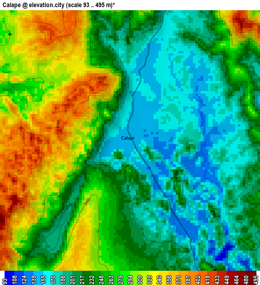 Calape elevation map