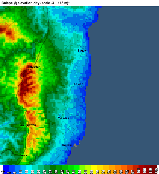 Calape elevation map