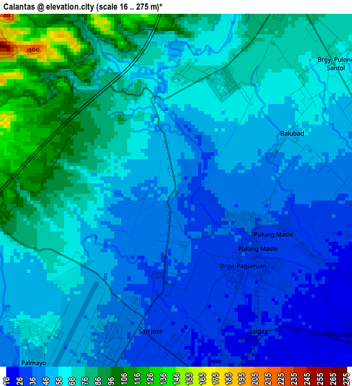 Calantas elevation map