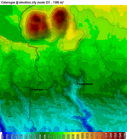 Calanogas elevation map