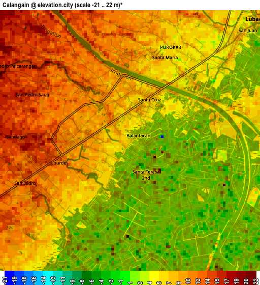 Calangain elevation map