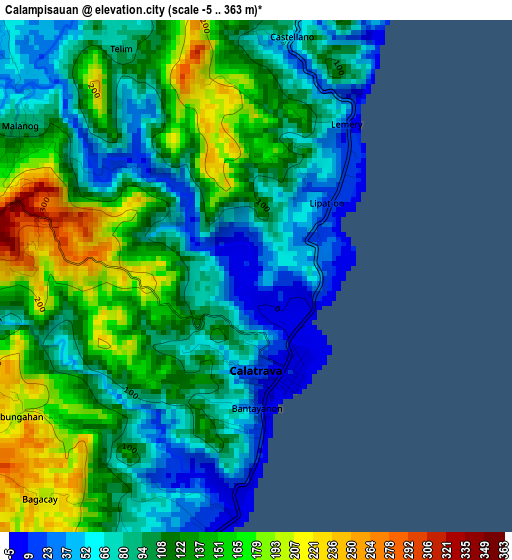 Calampisauan elevation map