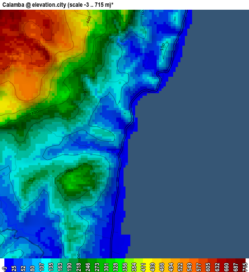 Calamba elevation map