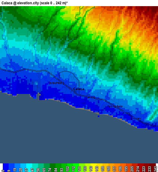 Calaca elevation map