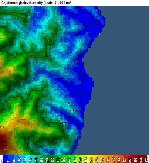 Cajidiocan elevation map