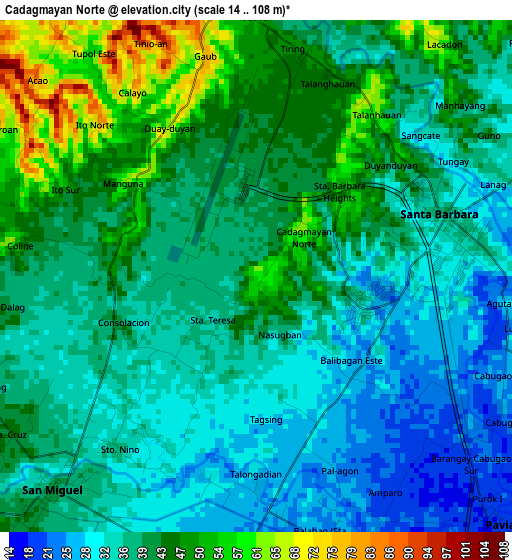 Cadagmayan Norte elevation map