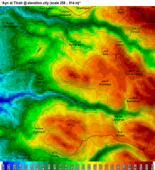 ‘Ayn at Tīnah elevation map