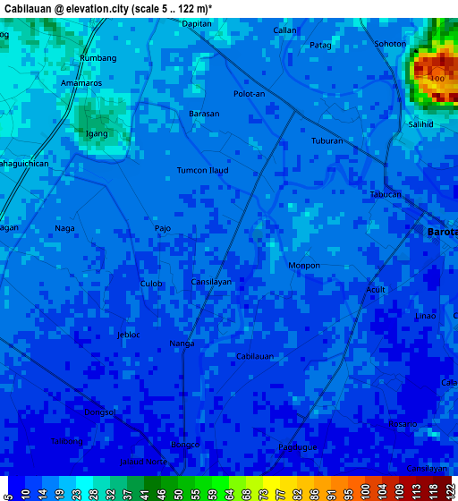 Cabilauan elevation map