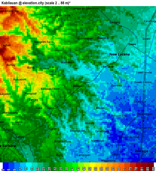 Kabilauan elevation map