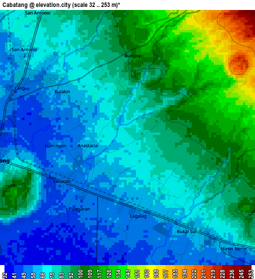 Cabatang elevation map