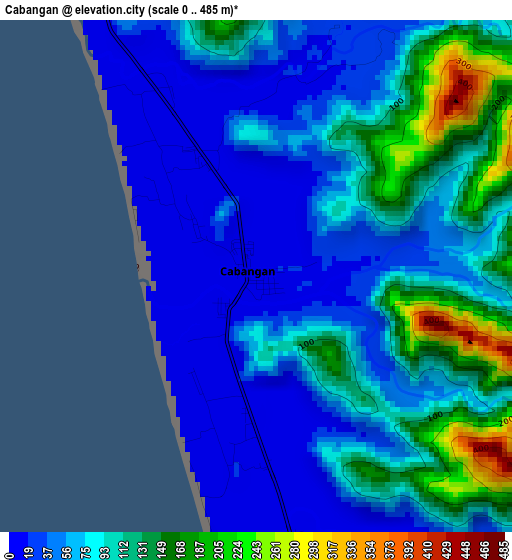 Cabangan elevation map