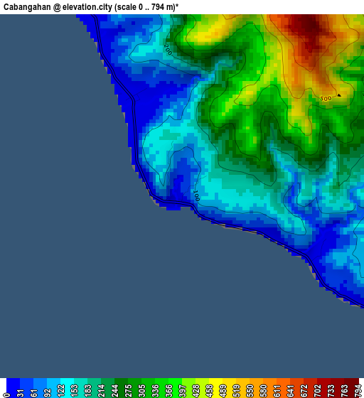 Cabangahan elevation map