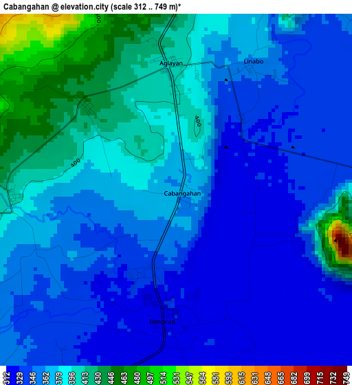 Cabangahan elevation map