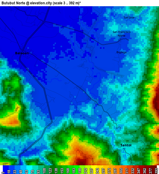 Butubut Norte elevation map