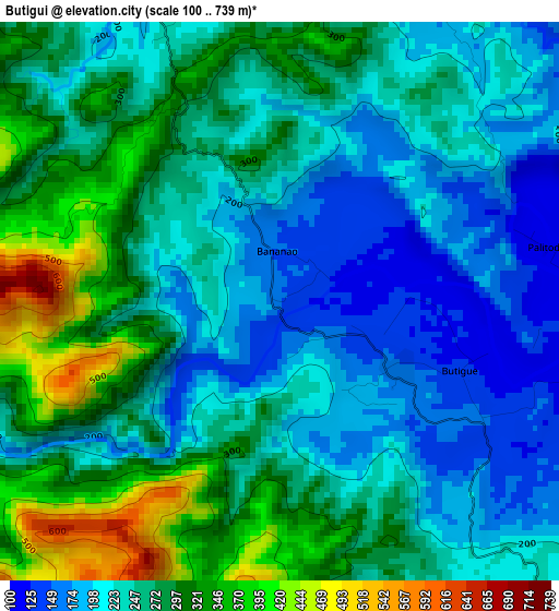 Butigui elevation map