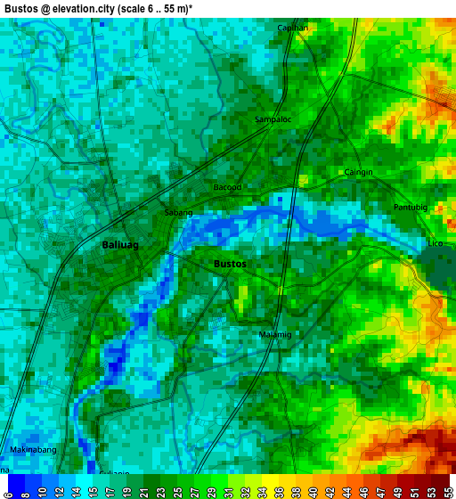 Bustos elevation map