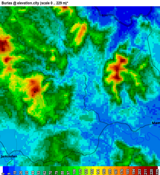 Burias elevation map