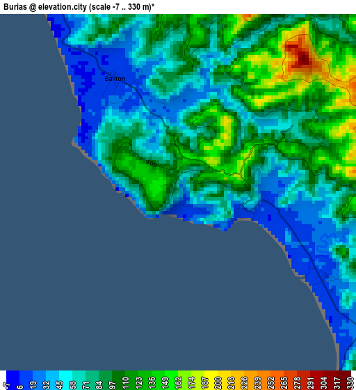 Burias elevation map