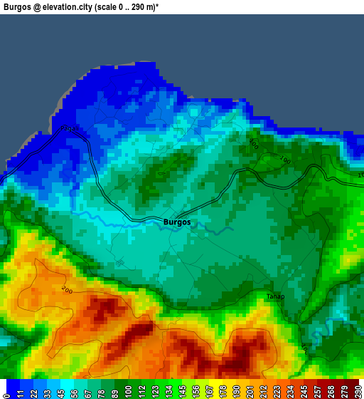 Burgos elevation map