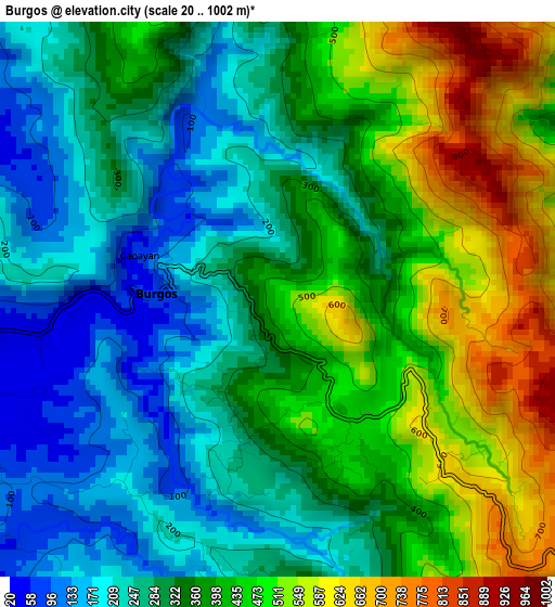 Burgos elevation map