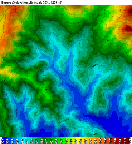 Burgos elevation map