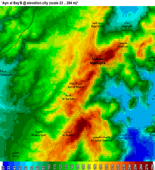 ‘Ayn al Bayḑā elevation map