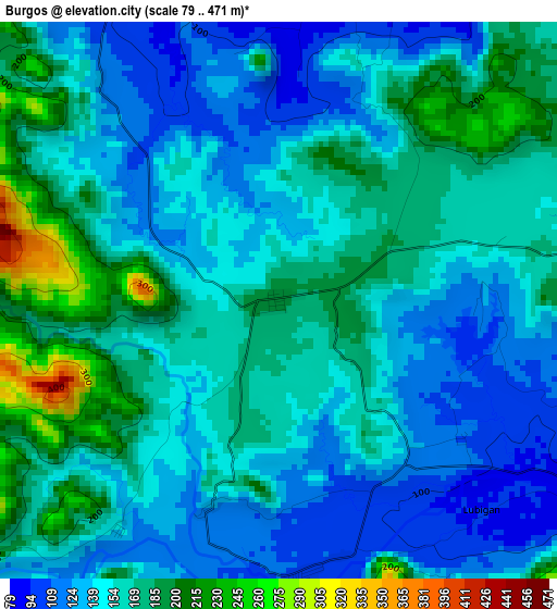 Burgos elevation map