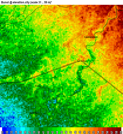 Bunol elevation map