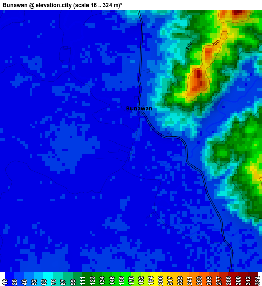 Bunawan elevation map