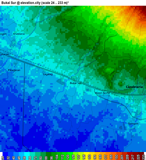 Bukal Sur elevation map