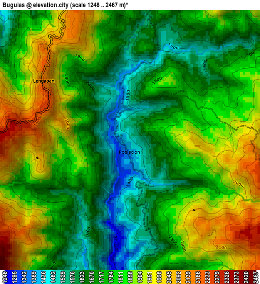 Buguias elevation map