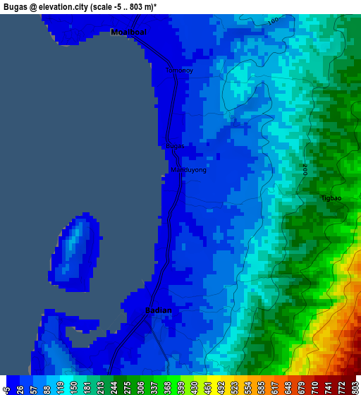 Bugas elevation map