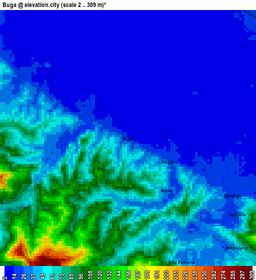 Buga elevation map
