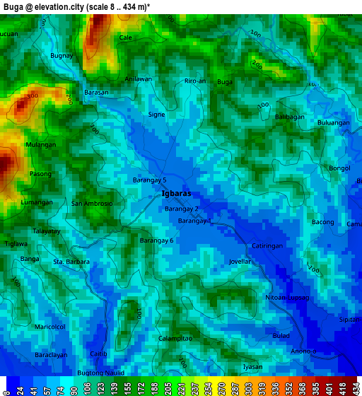 Buga elevation map