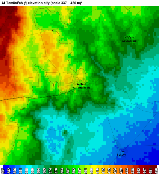 At Tamāni‘ah elevation map