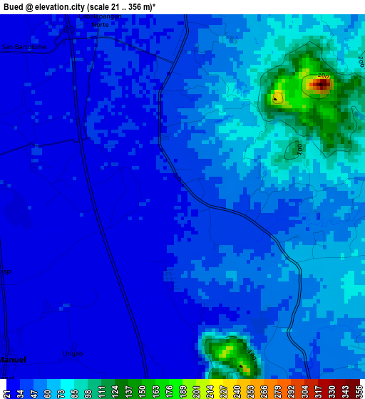 Bued elevation map