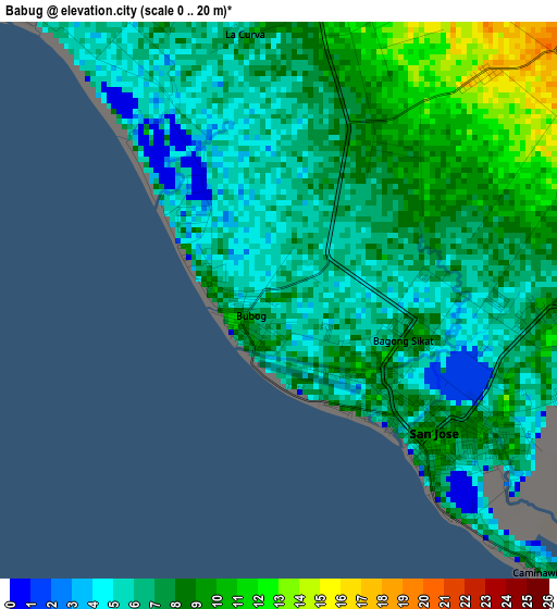Babug elevation map