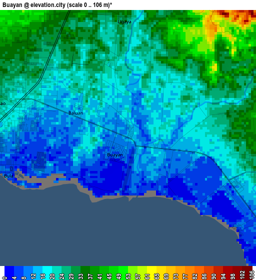 Buayan elevation map