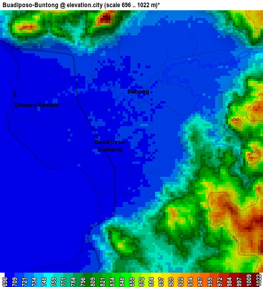 Buadiposo-Buntong elevation map