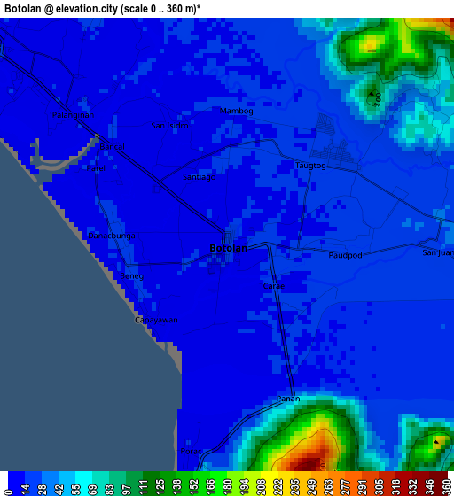 Botolan elevation map