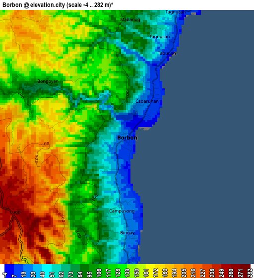 Borbon elevation map