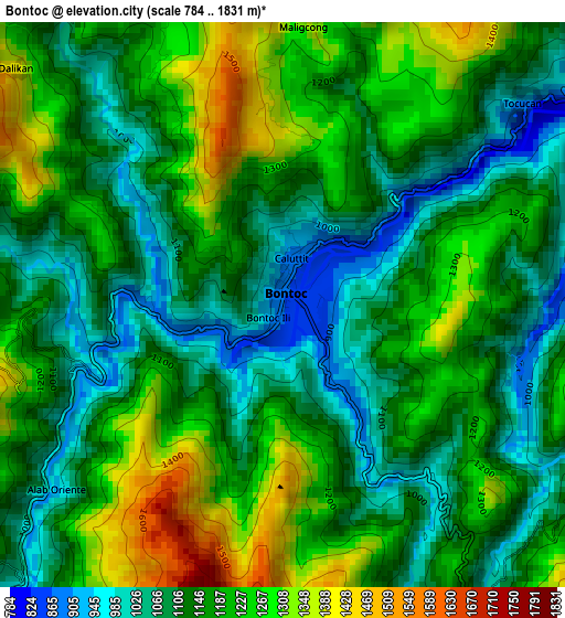 Bontoc elevation map