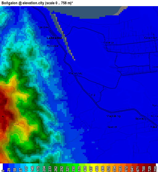 Boñgalon elevation map