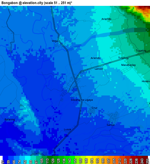 Bongabon elevation map