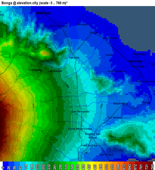 Bonga elevation map