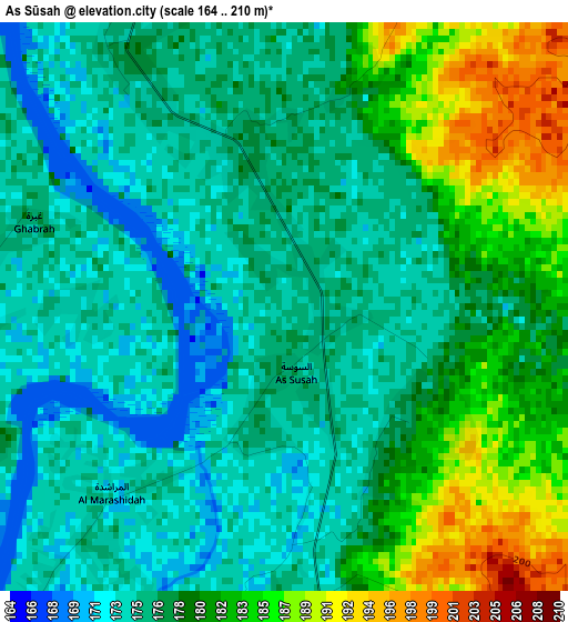 As Sūsah elevation map