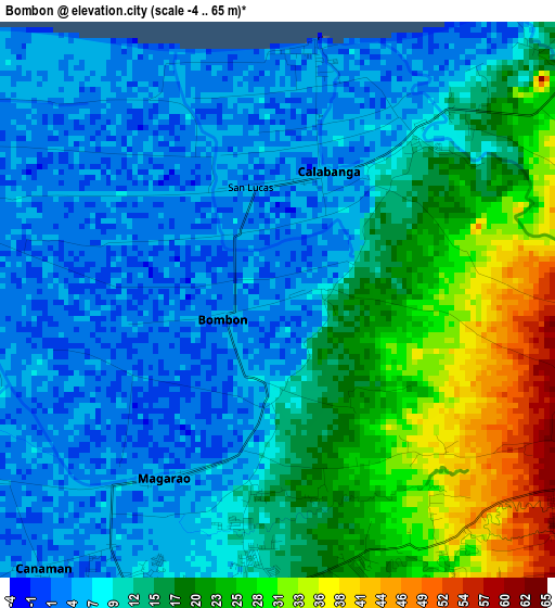 Bombon elevation map