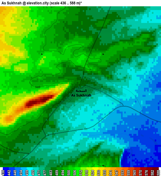 As Sukhnah elevation map